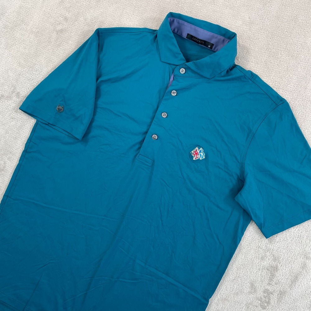Greyson x Frederica Golf Club Cayuse Polo Shirt Men Medium Sea Turtle Green Logo